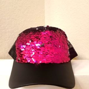 Pink Reversible Sequins Snapback Baseball Cap